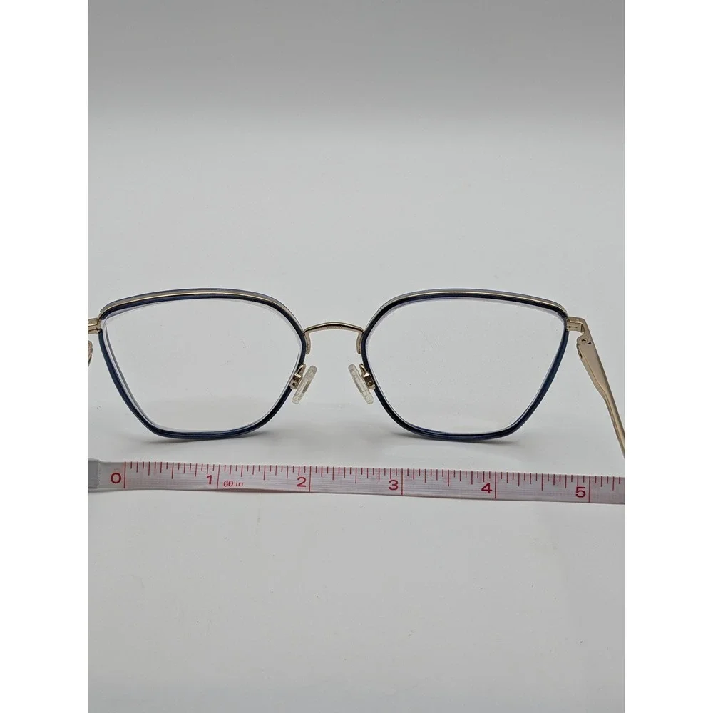Rag & Bone RNB3028 Blue Gold Eyeglasses Frames Only 55-17 Geometric Metal Womens